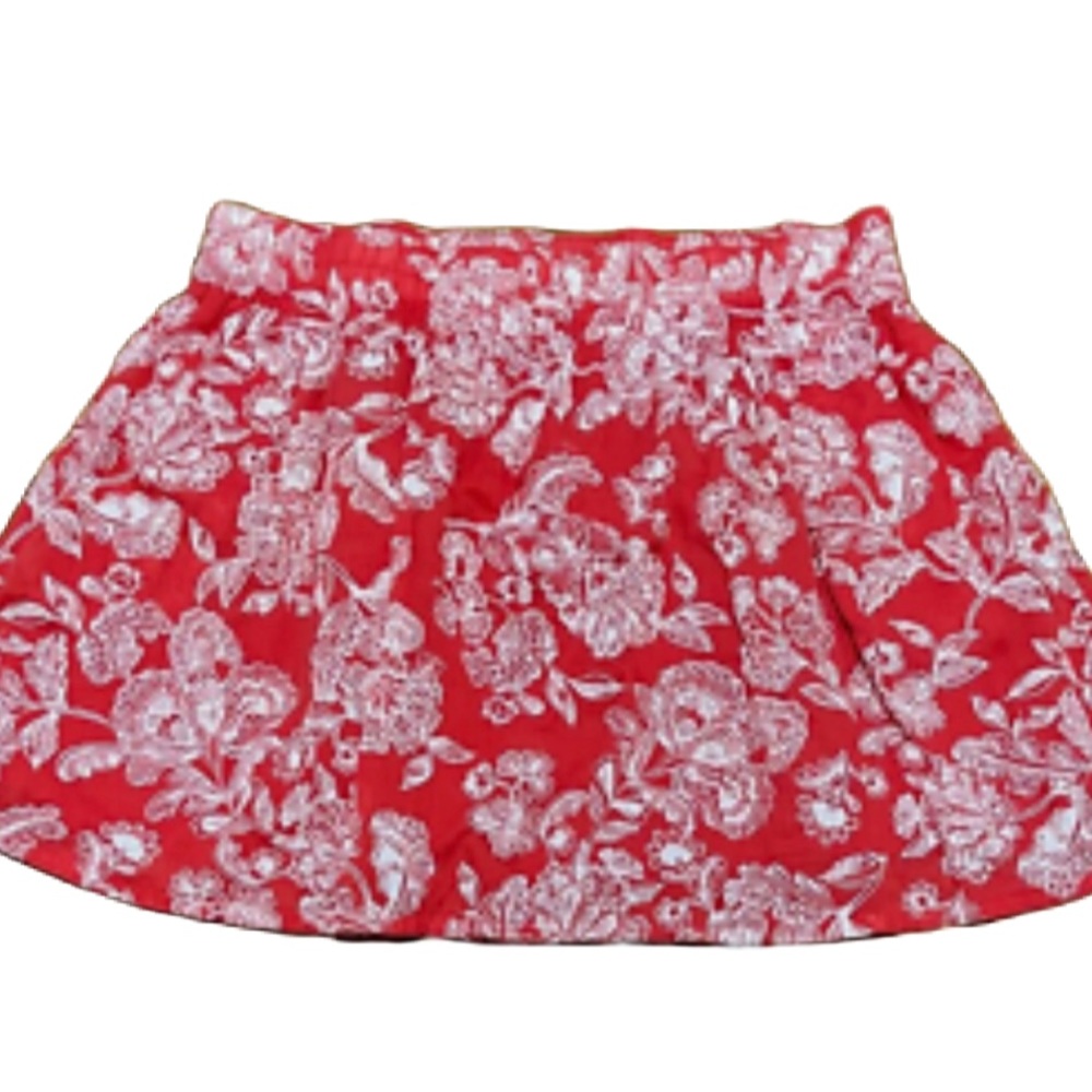 OLD NAVY WOMENS XL BURNT ORANGE FLORAL ELASTIC WAIST KNEE/ MINI LINED SKIRT
